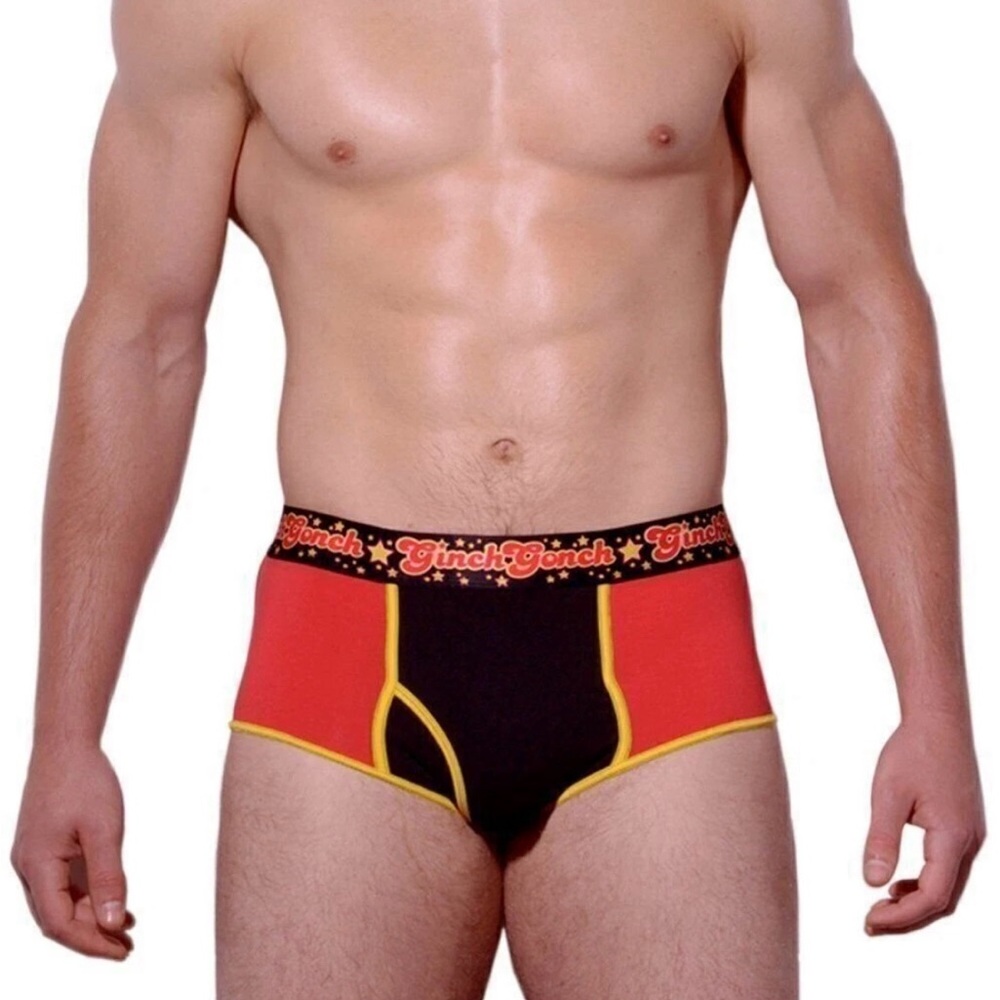 Ginch Gonch Fireball Red and Black Briefs - medium NWT